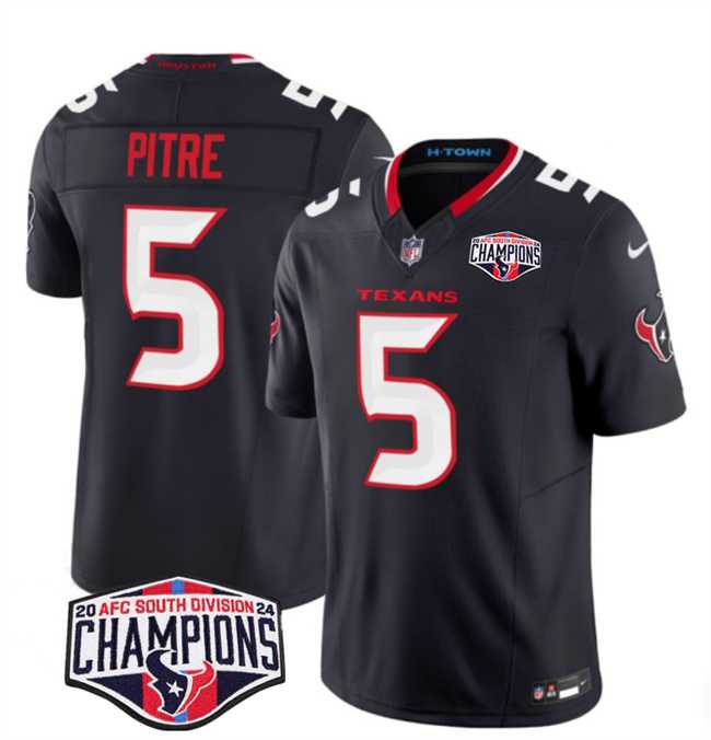 Mens Houston Texans #5 Jalen Pitre Navy F.U.S.E. 2024 AFC South Division Champions Vapor Limited Stitched Jersey->houston texans->NFL Jersey